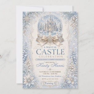 A Magical Castle Celebration Snowy Winter Birthday Invitation