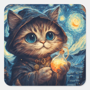 A Magical Cat Square Sticker
