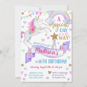 A Magical Day Tie Dye Unicorn Birthday Invitation