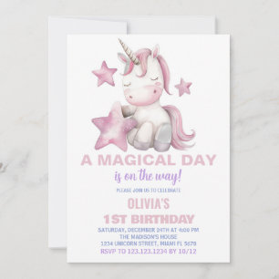 A Magical Day Unicorn Birthday Invitations