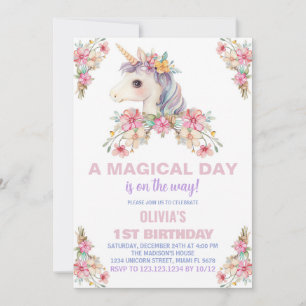 A Magical Day Unicorn Birthday Invitations