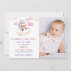 A Magical Day Unicorn Birthday Invitations photo