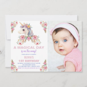 A Magical Day Unicorn Birthday Invitations photo