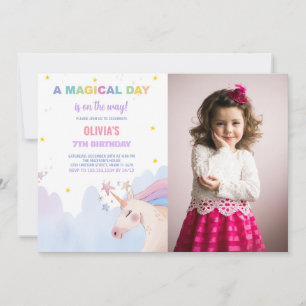 A Magical Day Unicorn Birthday Invitations photo