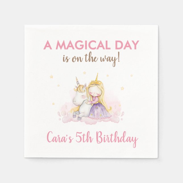 A Magical Day Unicorn Birthday Party  Napkin (Front)