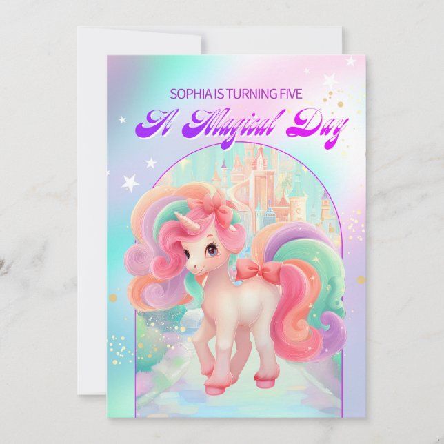 A Magical Day Unicorn Invitation (Front)
