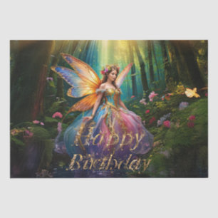 A magical fairy enchanted forest Happy Birthday Tissue Paper