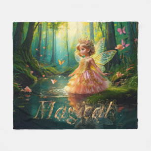 A magical fairy in a pond Magical Decorative text Fleece Blanket