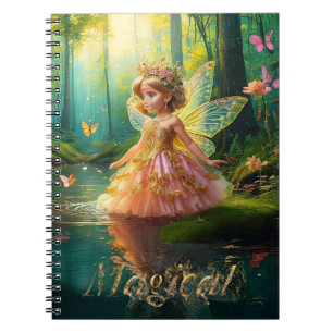 A magical fairy in a pond Magical Decorative text Notebook
