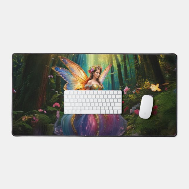 A Magical Fairy in an Enchanted Forest  Desk Mat (Keyboard & Mouse)