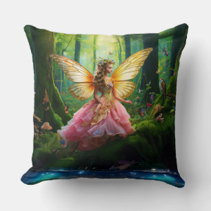 A magical fairy in the woodland forest cushion