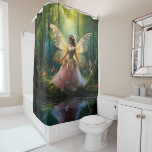 A magical fairy in the woodland forest shower curtain