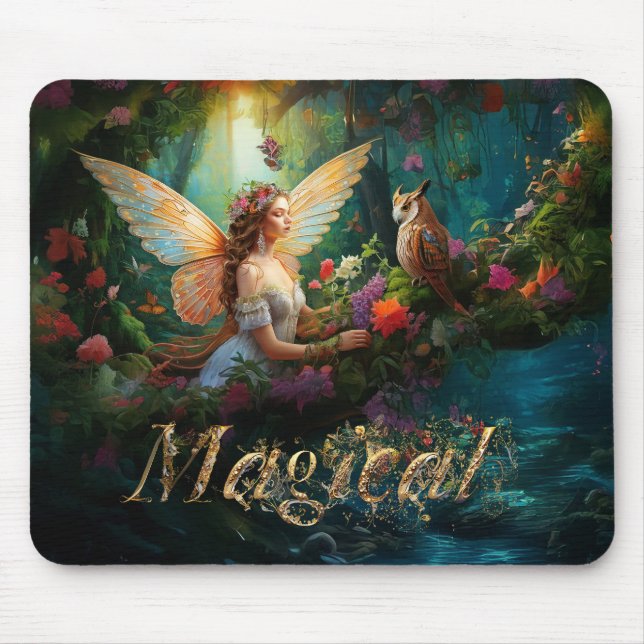 A magical fairy pond Magical Decorative Text Mouse Mat (Front)