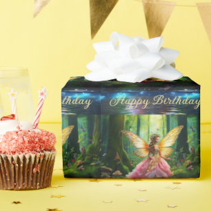 A magical fairy woodland forest Happy Birthday Wrapping Paper