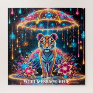 A magical fantasy tiger under an unbrella jigsaw puzzle