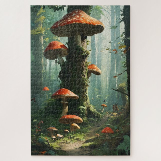 a magical forest, mushrooms, a mystical forest, to jigsaw puzzle (Vertical)