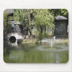 A magical fountain in a Chinese garden Mouse Mat