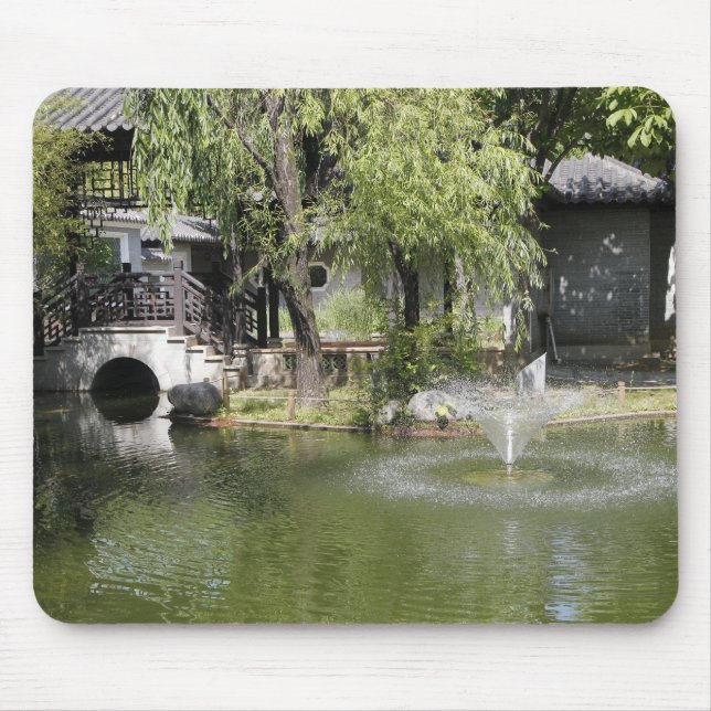 A magical fountain in a Chinese garden Mouse Mat (Front)