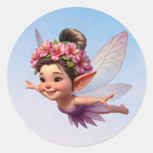 A magical little Fairy flying in the air  Classic Round Sticker