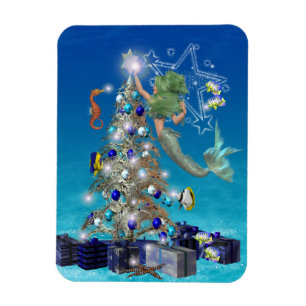 A Magical Mermaid Christmas. christmas card Magnet