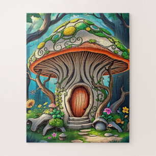 A magical mushroom house children's jigsaw puzzle