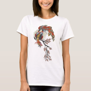 a magical phoenix sitting on a blossom sakura T-Shirt