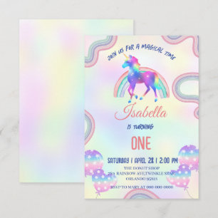 A Magical Rainbow Unicorn Happy Birthday Party Thank You Card