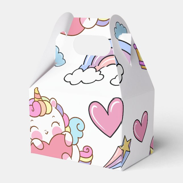 A Magical Rainbow Unicorn Pattern  Birthday Party Favour Box (Back Side)