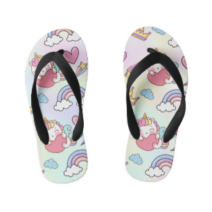 A Magical Rainbow Unicorn Pattern  Birthday Party Kid's Flip Flops