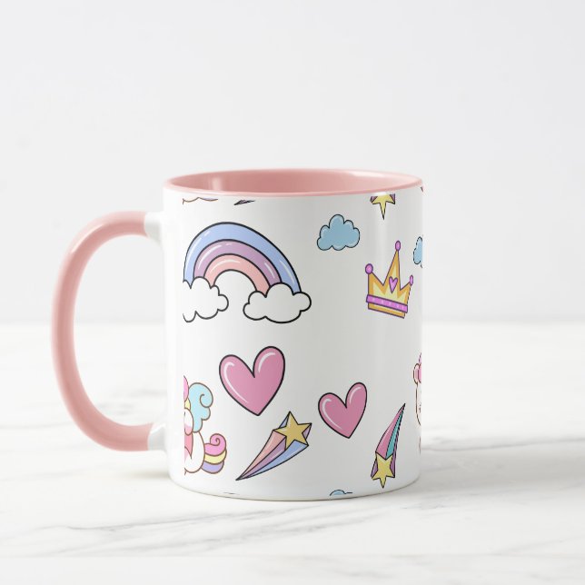 A Magical Rainbow Unicorn Pattern Birthday Party Mug (Left)