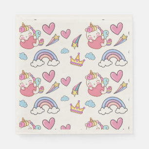 A Magical Rainbow Unicorn Pattern Birthday Party Napkin