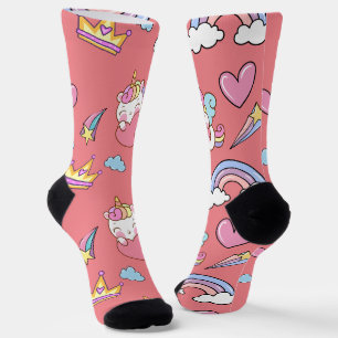 A Magical Rainbow Unicorn Pattern Birthday Party Socks
