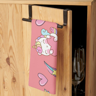 A Magical Rainbow Unicorn Pattern Birthday Party Tea Towel
