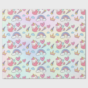 A Magical Rainbow Unicorn Pattern  Birthday Party Wrapping Paper