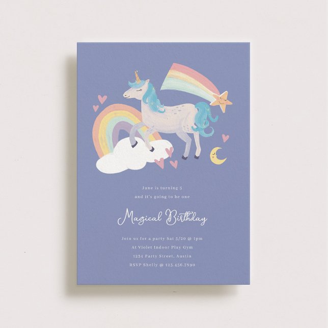 A Magical Unicorn and Rainbow Birthday Party Invitation (Creator Uploaded)