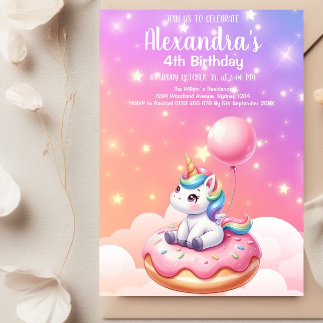 A Magical Unicorn and Rainbow Birthday Party  Invitation (Creator Uploaded)
