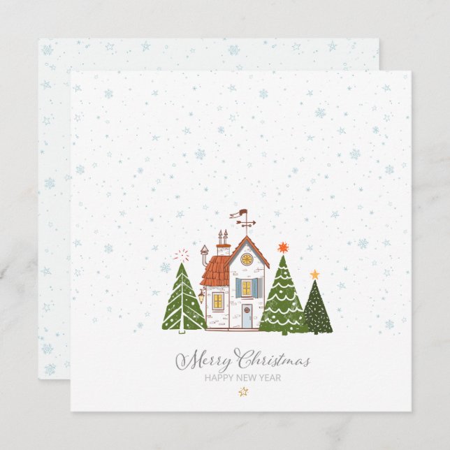 A Magical Villlage Christmas Greeting Card | Invit (Front/Back)