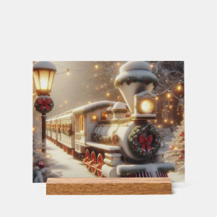 A Magical Winter Wonderland Christmas Train Acrylic Sign