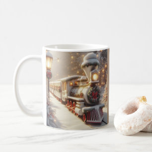 A Magical Winter Wonderland Christmas Train Coffee Mug