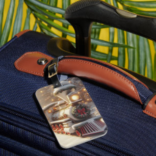 A Magical Winter Wonderland Christmas Train Luggage Tag