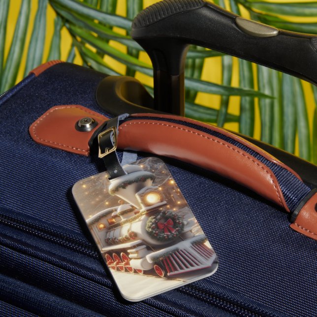 A Magical Winter Wonderland Christmas Train Luggage Tag (Front Insitu 1)