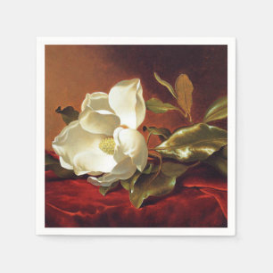 A Magnolia on Red Velvet Napkin