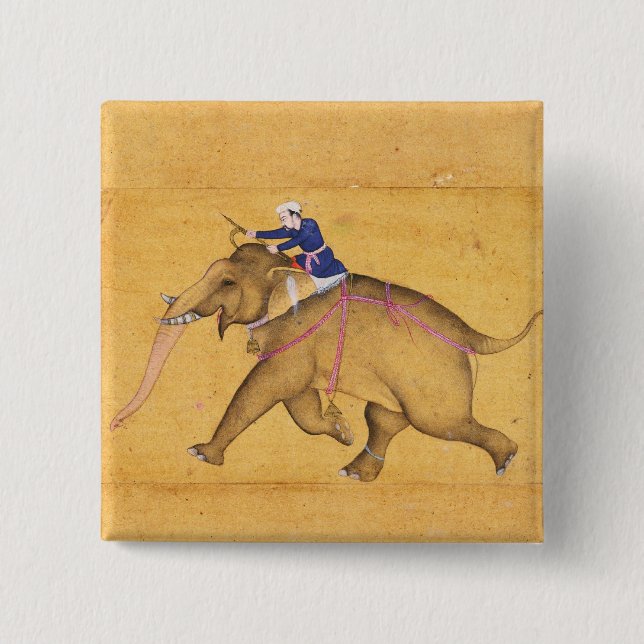 A Mahout riding an Elephant, from the Large Clive 15 Cm Square Badge (Front)