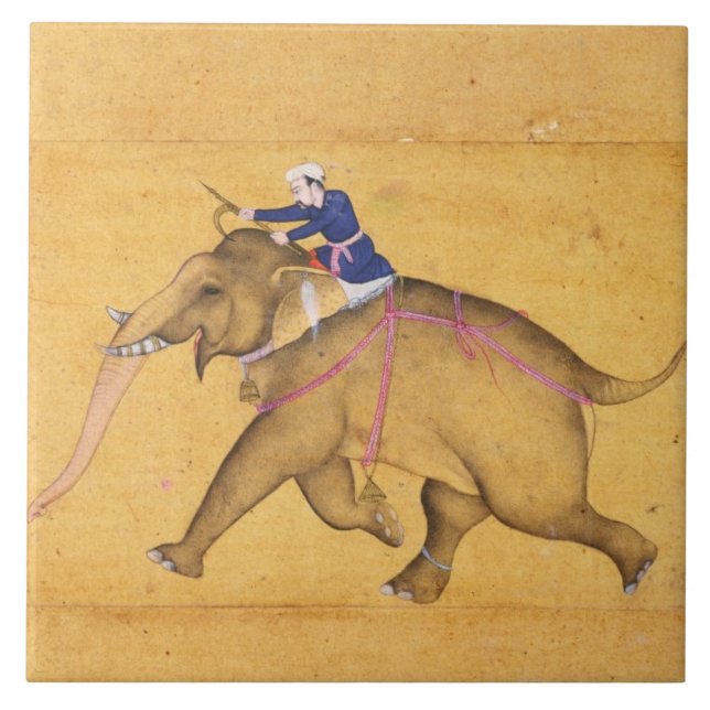 A Mahout riding an Elephant, from the Large Clive Tile (Front)