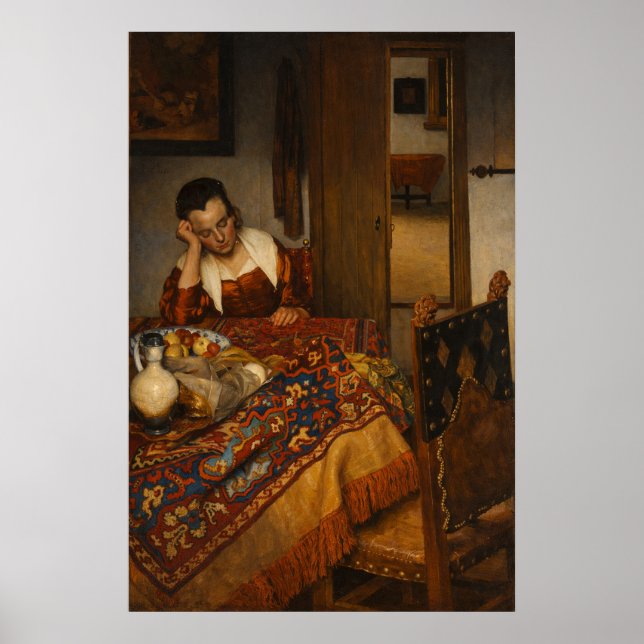A maid asleep by Johannes Vermeer  Poster (Front)