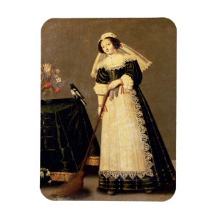 A Maid with a Broom Magnet