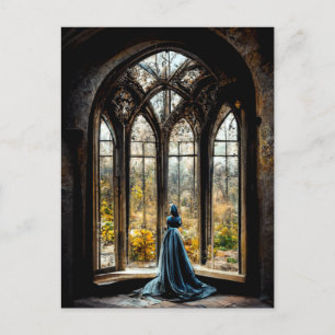 A maiden in her gothic palace  postcard
