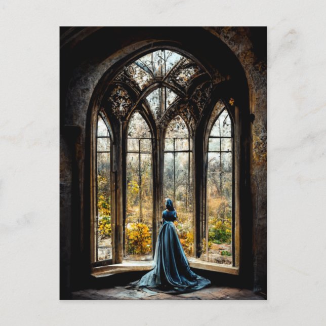 A maiden in her gothic palace  postcard (Front)