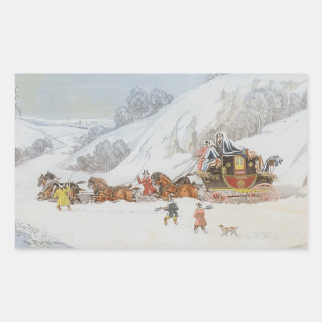 A Mail in Deep Snow Rectangular Sticker (Front)