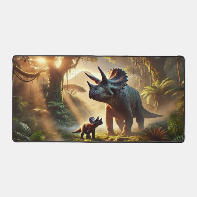 A majestic adult Triceratops  Desk Mat (Front)